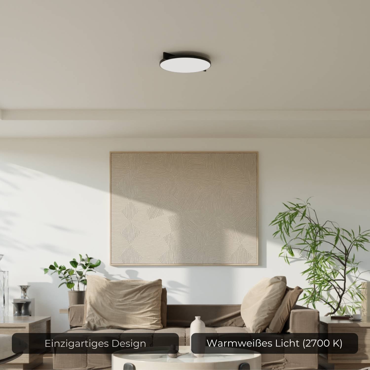Plafonnier avec lumière chaude 2700K pour un éclairage d'ambiance calme et uniforme | Restfield